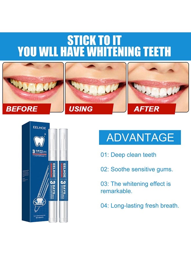 إيلهو عبوتان من قلم تبييض الأسنان، قلم تبييض الأسنان للحصول على أسنان بيضاء براقة، جل تبييض الأسنان للعناية بالفم، يزيل البقع لسنوات بسرعة، بدون حساسية، مبيض للأسنان فعال وغير مؤلم - Image 4